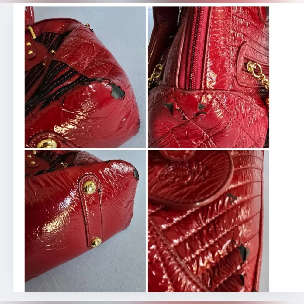Sharif Original 1827 Designer Purse Red/Black Leather Shoulder Bag *Bonus Tote - Picture 5 of 14